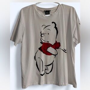 Zara Cream and Red Graphic Short Sleeve Tee